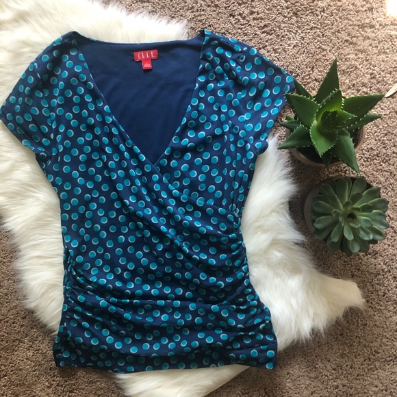 Elle Tops - Polka Dot Wrap Blouse